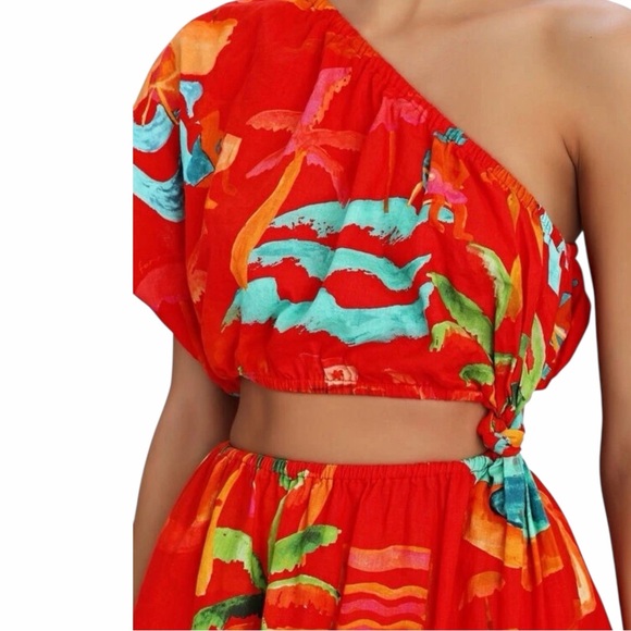 Farm Rio Ipanema one-shoulder cutout mini dress with a tropical print Size XS - Picture 6 of 12
